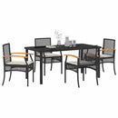 Have Spisebordssæt med pude 5 pcs Sort Rattan