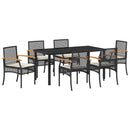 Have Spisebordssæt med pude 7 pcs Sort Rattan