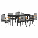 Have Spisebordssæt med pude 7 pcs Sort Rattan
