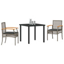 Have Spisebordssæt med pude 3 pcs Grå og sort Rattan