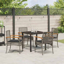 Have Spisebordssæt med pude 5 pcs Grå og sort Rattan