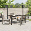 Have Spisebordssæt med pude 5 pcs Grå og sort Rattan