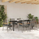 Have Spisebordssæt med pude 7 pcs Grå og sort Rattan