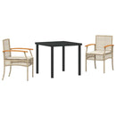 Have Spisebordssæt med pude 3 pcs Beige og sort Rattan
