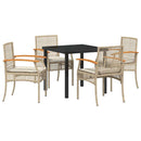 Have Spisebordssæt med pude 5 pcs Beige og sort Rattan