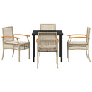 Have Spisebordssæt med pude 5 pcs Beige og sort Rattan