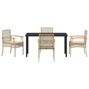 Have Spisebordssæt med pude 5 pcs Beige og sort Rattan