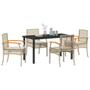 Have Spisebordssæt med pude 5 pcs Beige og sort Rattan