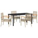 Have Spisebordssæt med pude 5 pcs Beige og sort Rattan