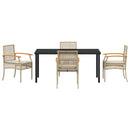 Have Spisebordssæt med pude 5 pcs Beige og sort Rattan
