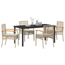 Have Spisebordssæt med pude 5 pcs Beige og sort Rattan