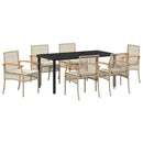 Have Spisebordssæt med pude 7 pcs Beige og sort Rattan