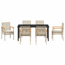 Have Spisebordssæt med pude 7 pcs Beige og sort Rattan