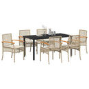 Have Spisebordssæt med pude 7 pcs Beige og sort Rattan