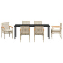 Have Spisebordssæt med pude 7 pcs Beige og sort Rattan