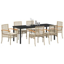 Have Spisebordssæt med pude 7 pcs Beige og sort Rattan