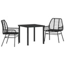 Have Spisebordssæt 3 pcs Sort polyrattan