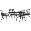 Have Spisebordssæt 5 pcs Sort polyrattan