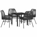 Have Spisebordssæt med pude 5 pcs Sort polyrattan