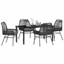 Have Spisebordssæt med pude 5 pcs Sort polyrattan