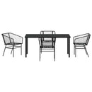 Have Spisebordssæt 5 pcs Sort polyrattan