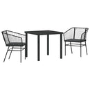 Have Spisebordssæt 3 pcs Sort polyrattan