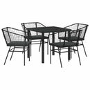 Have Spisebordssæt 5 pcs Sort polyrattan