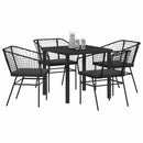 Have Spisebordssæt 5 pcs Sort polyrattan