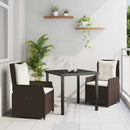 Have Spisebordssæt 3 pcs Brun polyrattan