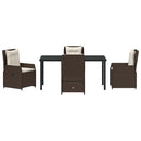 Have Spisebordssæt 5 pcs Brun polyrattan
