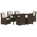 Have Spisebordssæt 7 pcs Brun polyrattan