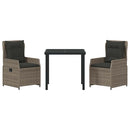 Have Spisebordssæt 3 pcs Grå polyrattan