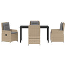 Have Spisebordssæt 5 pcs Beige og lys grå polyrattan