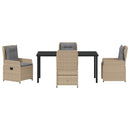 Have Spisebordssæt 5 pcs Beige og lys grå polyrattan