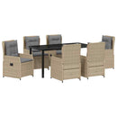 Have Spisebordssæt 7 pcs Beige og lys grå polyrattan