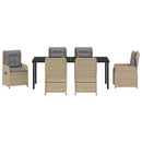 Have Spisebordssæt 7 pcs Beige og lys grå polyrattan