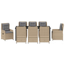 Have Spisebordssæt 9 pcs Beige og lys grå polyrattan