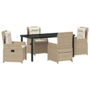 Have Spisebordssæt 5 pcs Beige og lys grå polyrattan