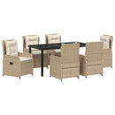 Have Spisebordssæt 7 pcs Beige og lys grå polyrattan