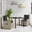Have Spisebordssæt 3 pcs Lysegrå polyrattan