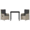 Have Spisebordssæt 3 pcs Lysegrå polyrattan