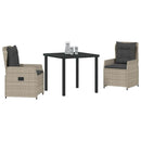 Have Spisebordssæt 3 pcs Lysegrå polyrattan