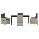 Have Spisebordssæt 5 pcs Lysegrå polyrattan