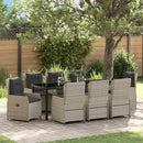 Have Spisebordssæt 9 pcs Lysegrå polyrattan