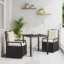 Have Spisebordssæt 3 pcs Sort polyrattan