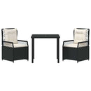 Have Spisebordssæt 3 pcs Sort polyrattan