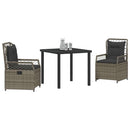 Have Spisebordssæt 3 pcs Grå polyrattan