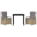 Have Spisebordssæt 3 pcs Beige og lys grå polyrattan