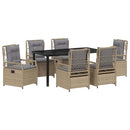 Have Spisebordssæt 7 pcs Beige og lys grå polyrattan