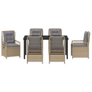 Have Spisebordssæt 7 pcs Beige og lys grå polyrattan